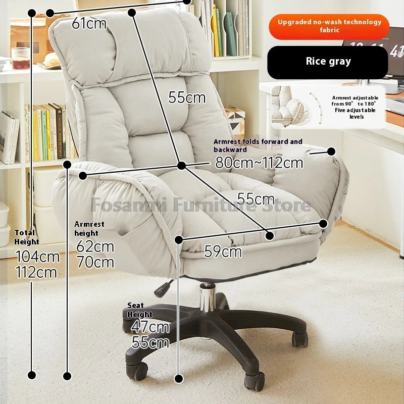High-Back Gaming Recliner Chair Home Office Comfort Soft Desk Chair Ergonomic Wide Seat Computer Chairs with Adjustable Armrests
