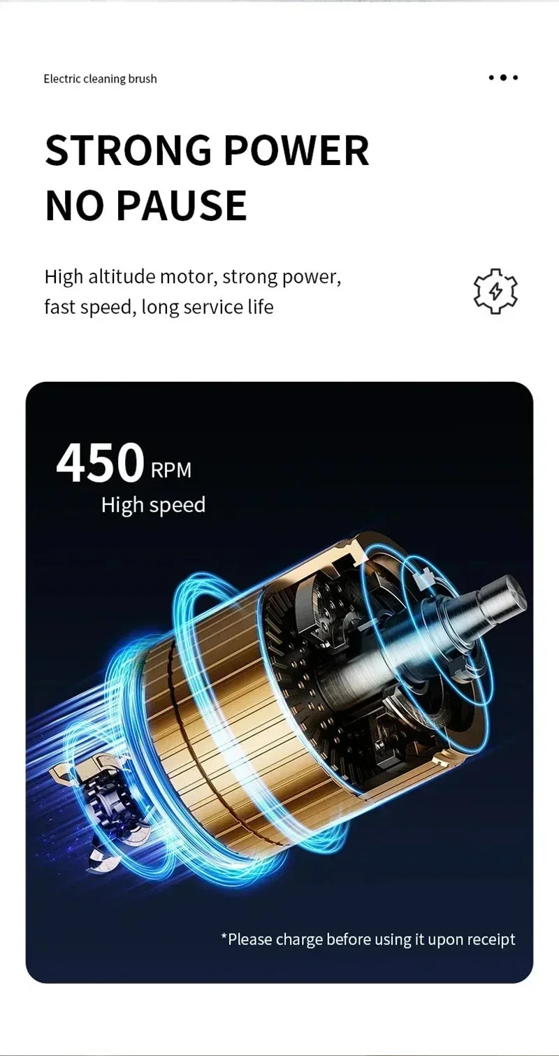 New 2000mAh 6-in-1 Electric Cleaning BrushWireless Electric Rotary Clean Brush Shower Clean Brush Kitchen Bathroom Home