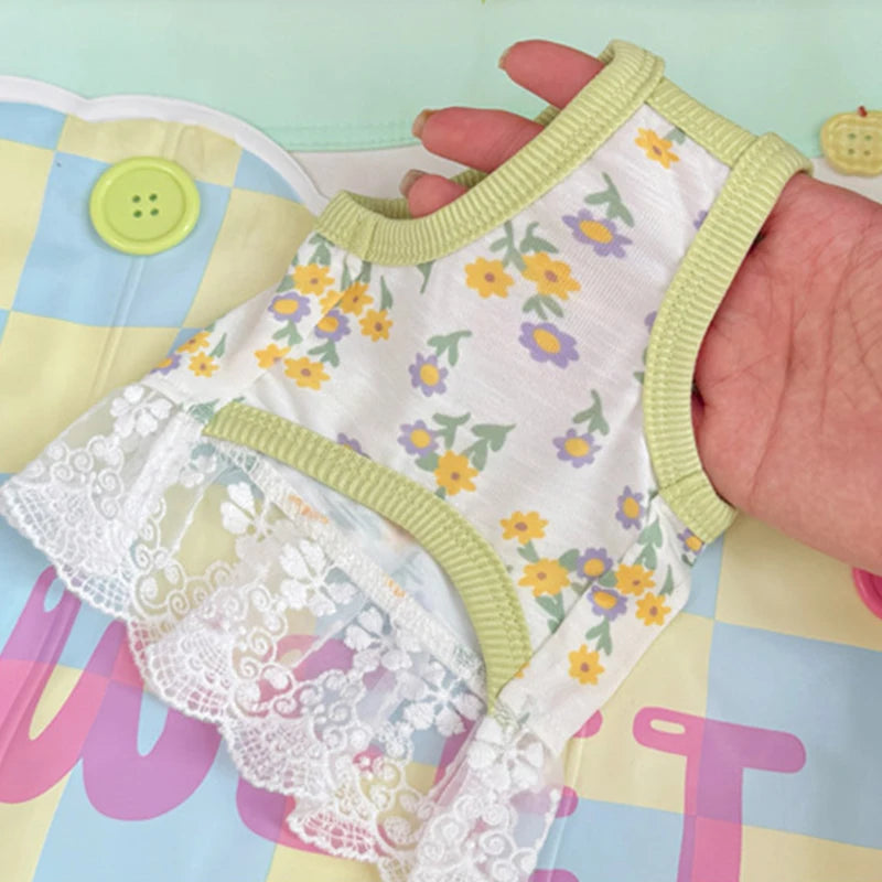 Floral Print Dog Dress Summer Thin Dog Clothes Fashion Puppy Princess Skirt Cute Lace Cat Dress Pet Suspender Vest Dog Apparel