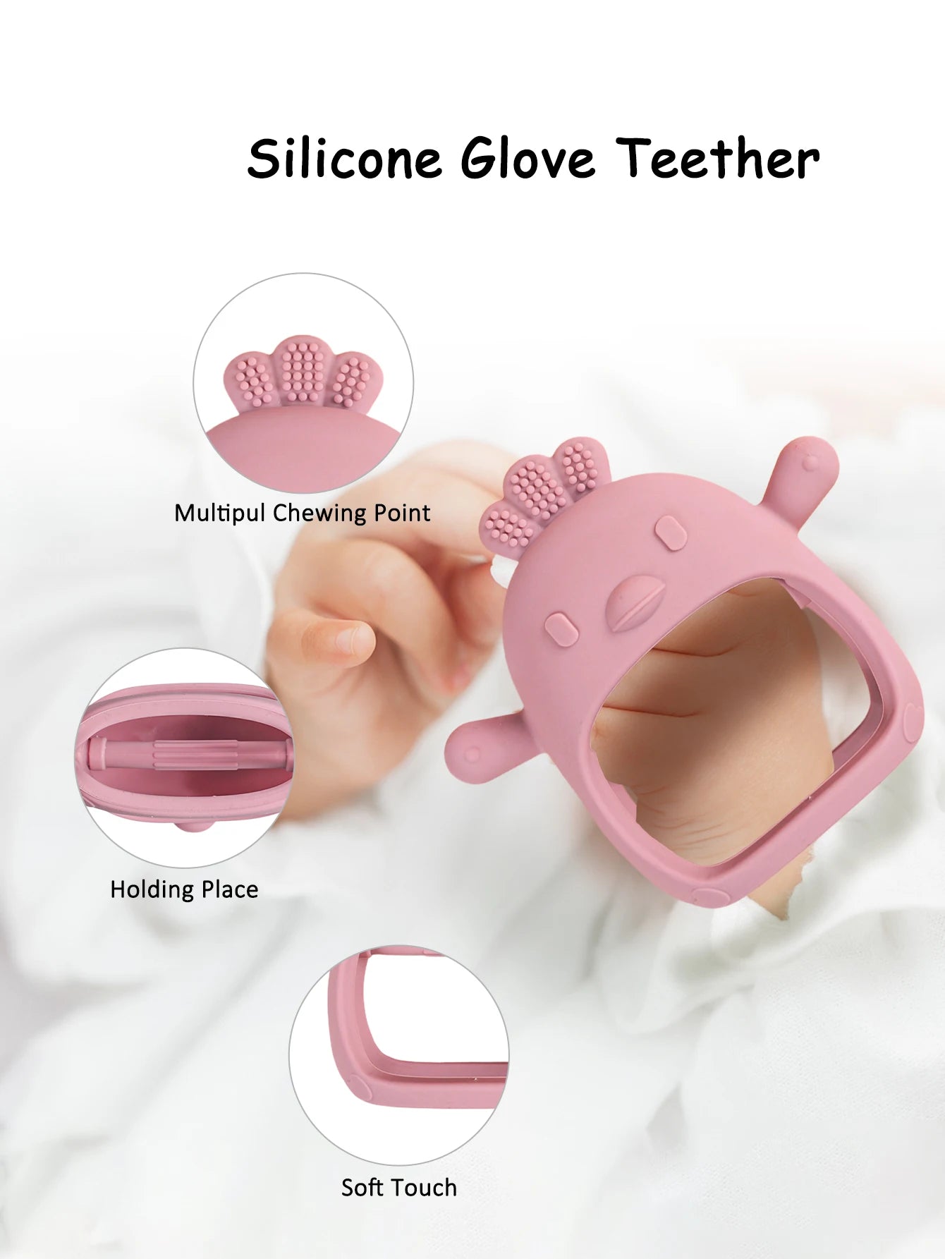 Baby Teether Chick Gloves Teether Silicone Anti-eating Hand Molar Stick Massage Gums Baby Anti-biting Teether Baby Accessories