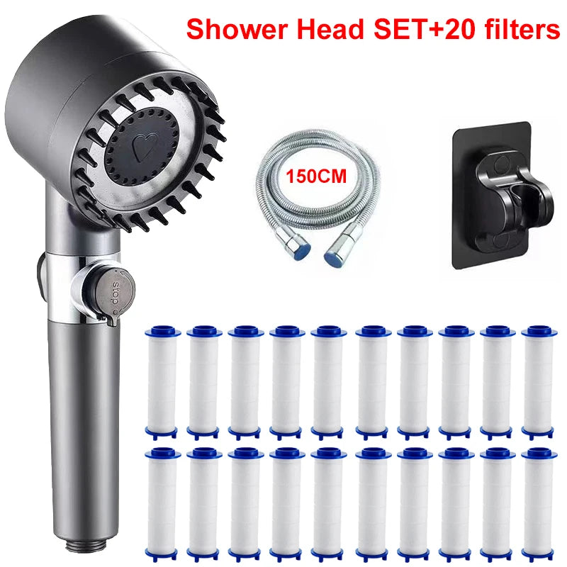 4 Modes Showerhead High Pressure Shower Head With Water Filtration Massage Shower Head Rainfall Shower Bathroom Accessories