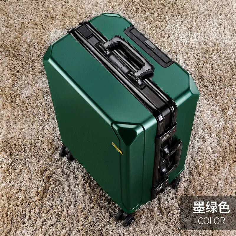Fashion rolling luggage aluminum frame USB charging trolley suitcase 20/24/26/28 inch students password travel luggage