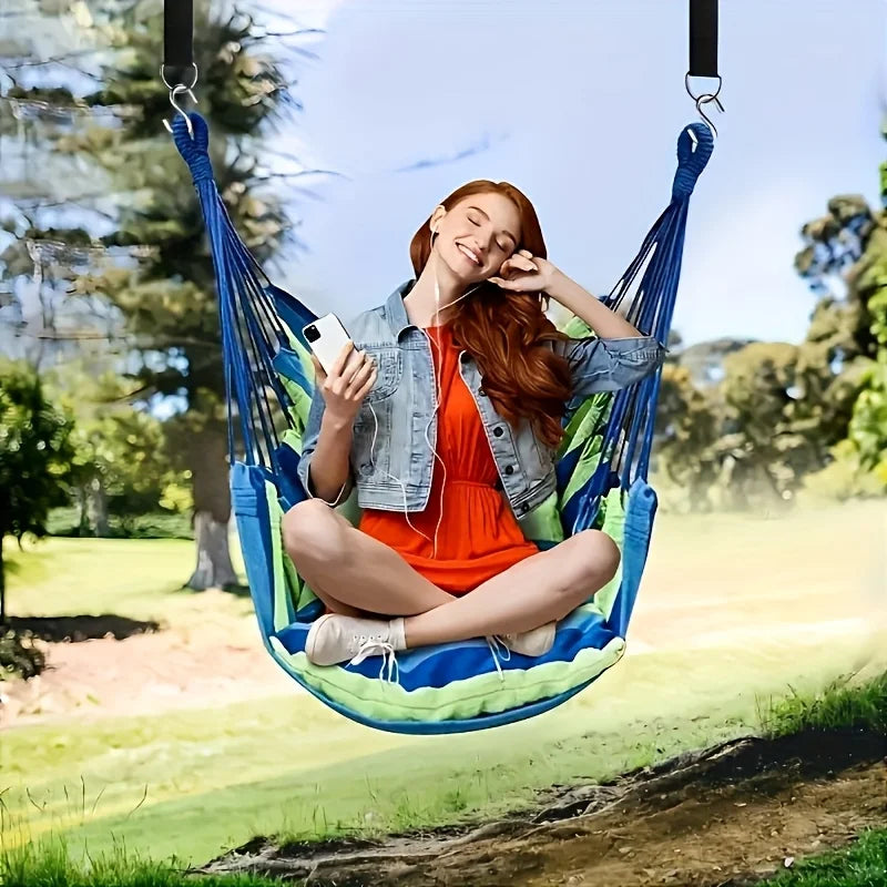 Portable Outdoor Hammock, Swing Chair, With, Swing Hanging Chair, Sturdy Cotton Cloth Hanging Chair, Comfortable