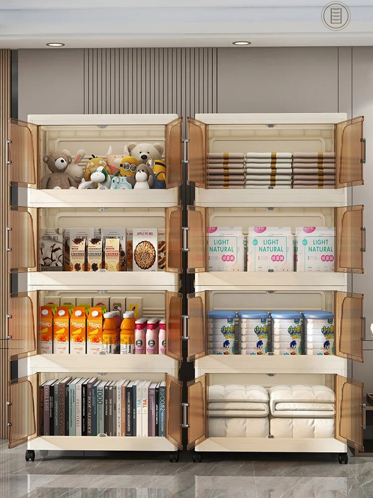Multifunctional Foldable Storage Cabinet Children's Closet Large Capacity Space Closet Organizer Living Room Sundries Cabinet