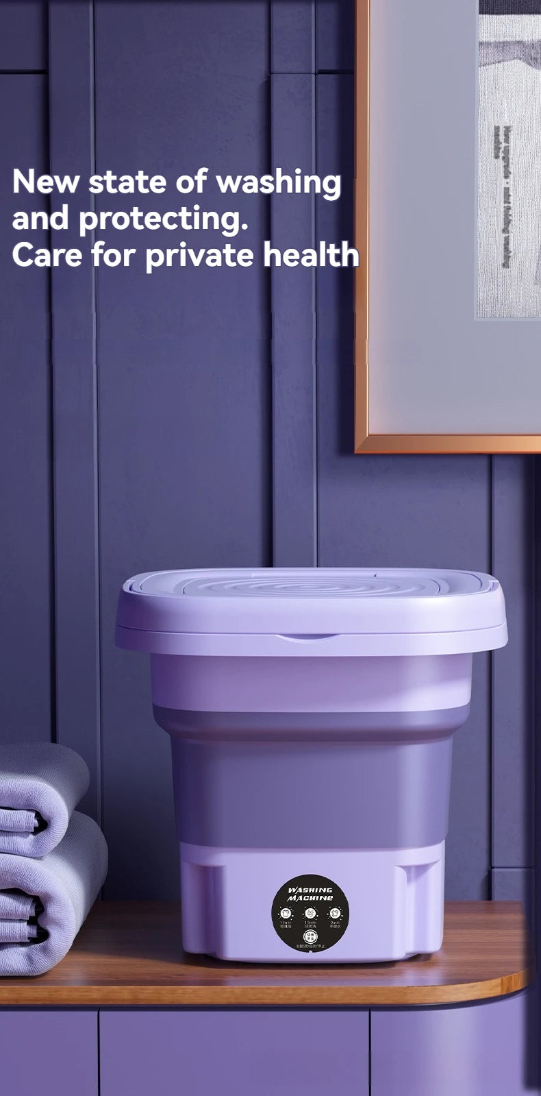 8L Portable Folding Washing Machine - Compact Bucket for Clothes, Socks & Underwear Cleaning, Ideal for Travel & Home Use