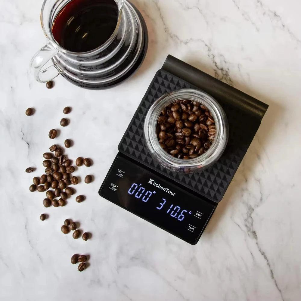 Digital Coffee Scale with Timer 3kg Multifunction Kitchen Tools 0.1g Precision LCD Display for Pour over Drip Espresso Weighing