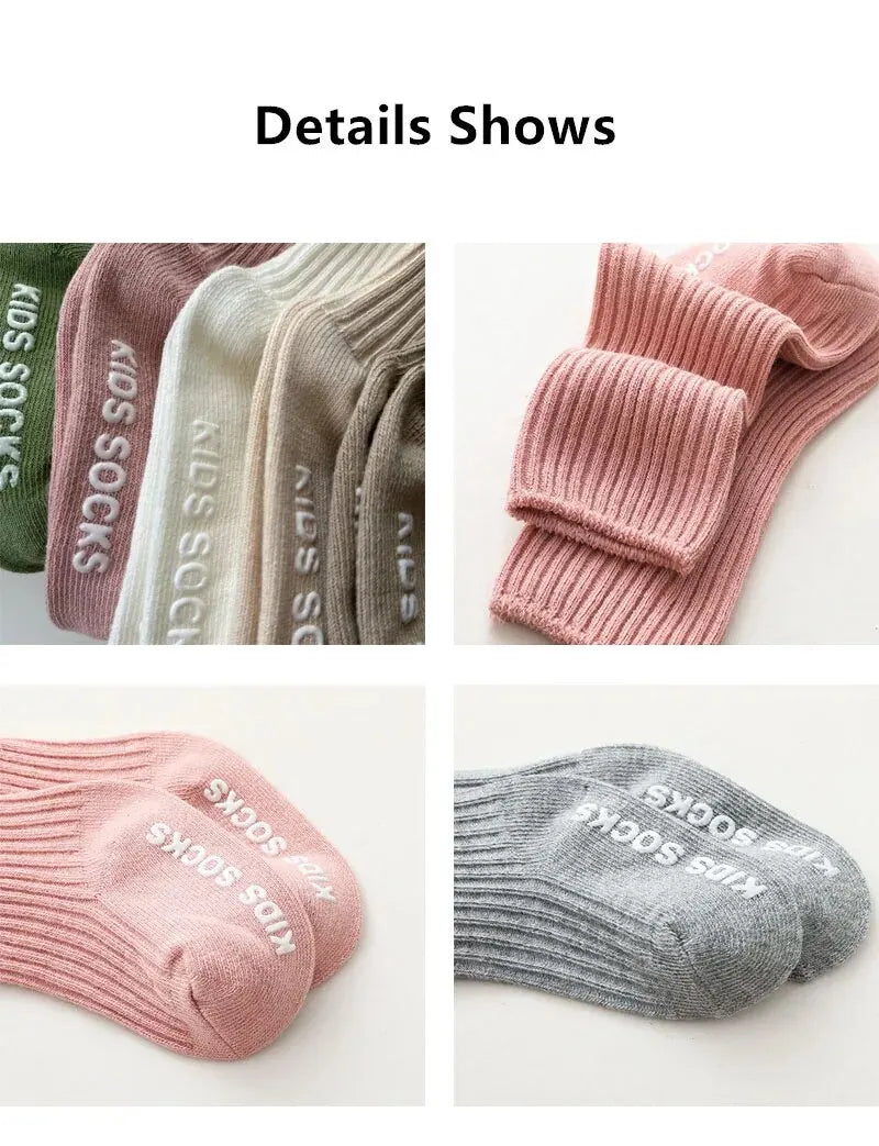3Pairs/Lot Baby Socks Boys Girls Cotton Stripe Soft Sock Kids Toddler Non-Slip Rubber Grips Floor Socken For 0-3 Years