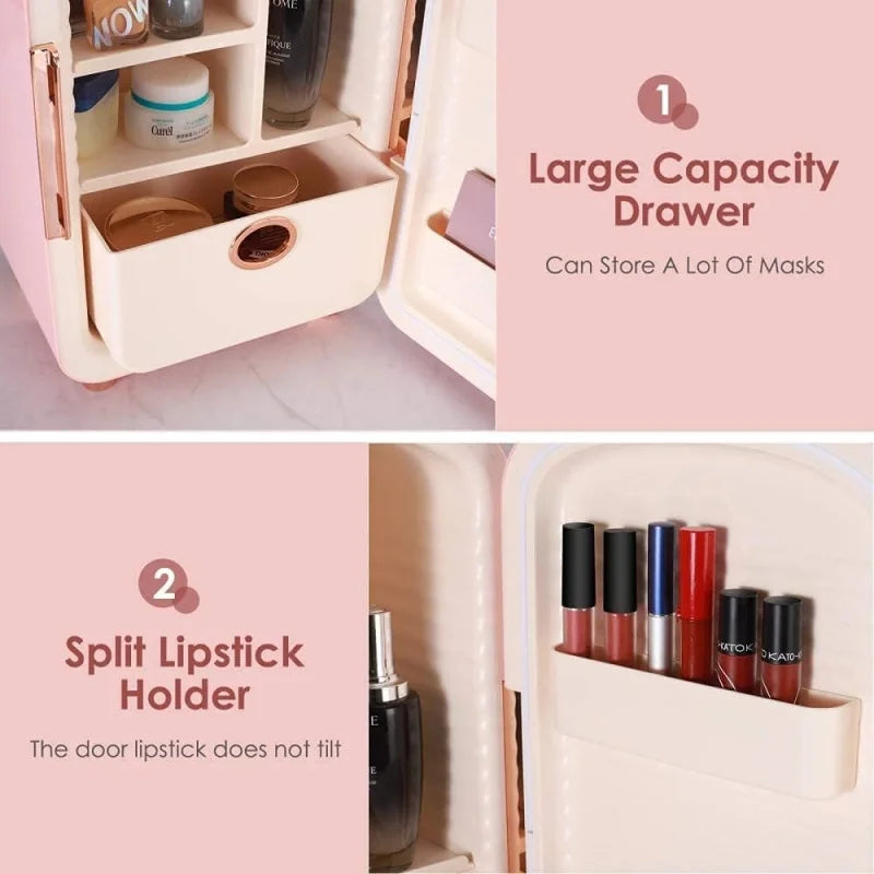 Mini Skin Care Fridge Makeup Cooler 8-18°C Constant Temperature LED Light Beauty Refrigerator for Bedroom Skin Care & Cosmetics
