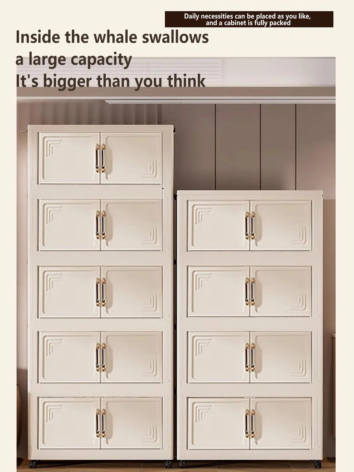 45/55/65cm Length Multifunction Folding Storage Cabinet Dustproof Wardrobe Large Capacity Sundries Cabinet