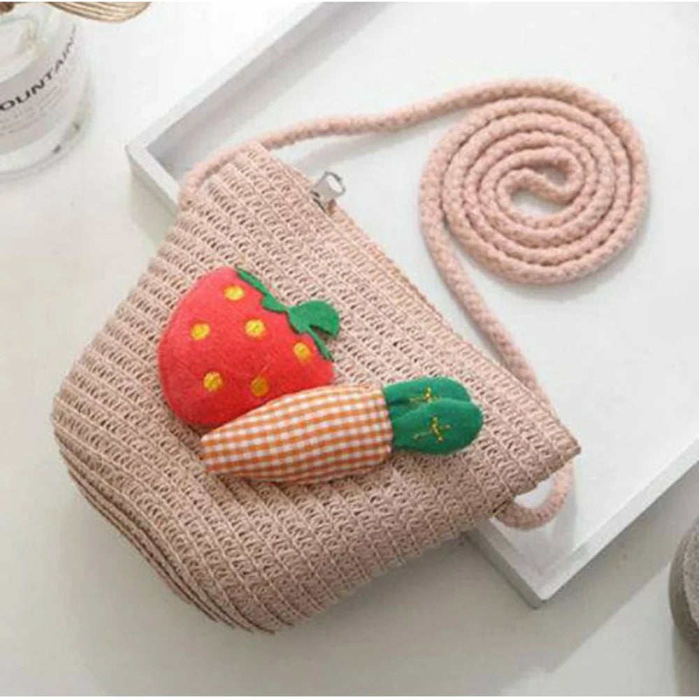 Kids Cute Hand Bag Children's Weave Shoulder Bags Fashion Straw Cross Bag For Girls Made From Natural