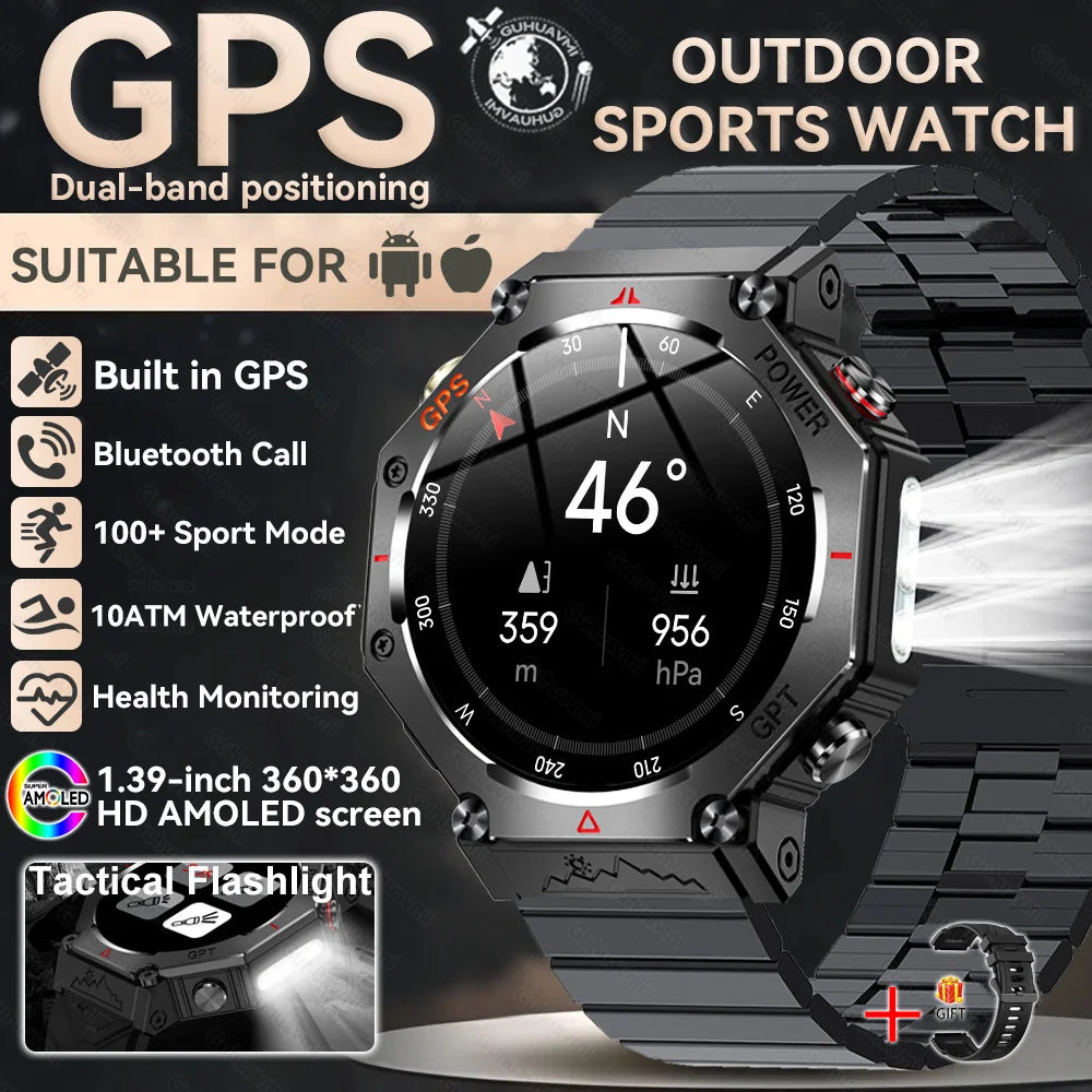 Military Smart Watch T-Rex 3 Bulit-in GPS Compass Altimeter Barometric 10ATM IP69K Waterproof AMOLED Bluetooth Call Smart watch