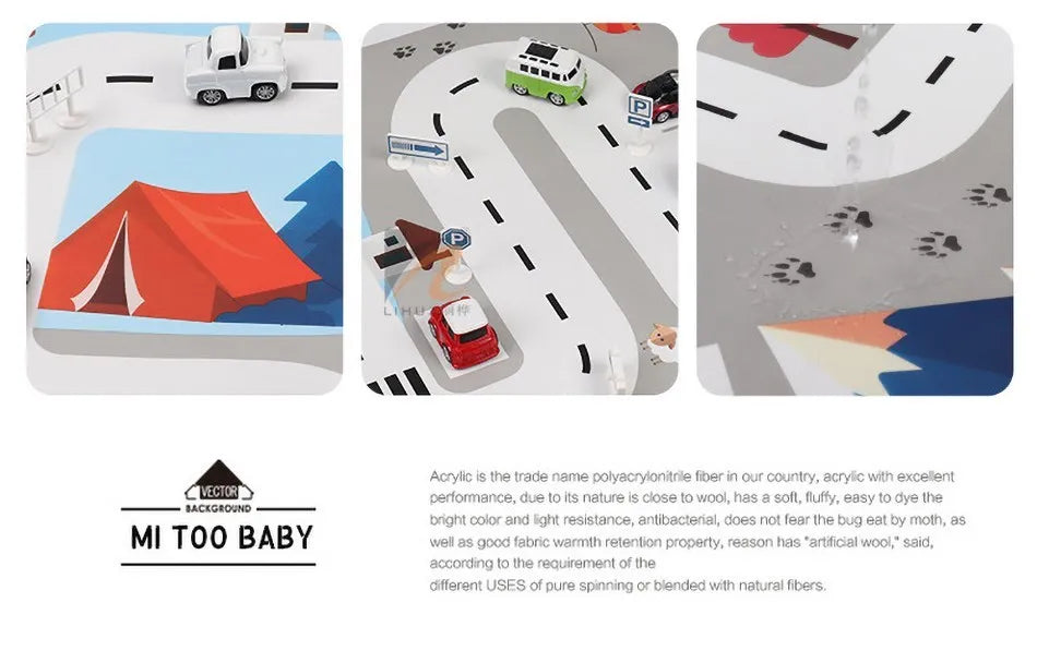 130*100cm Baby Crawling Mat for Children Cartoons Traffic Rug Indoor Toys City Road Carpet Kids Game Little Girl and Boy Playmat