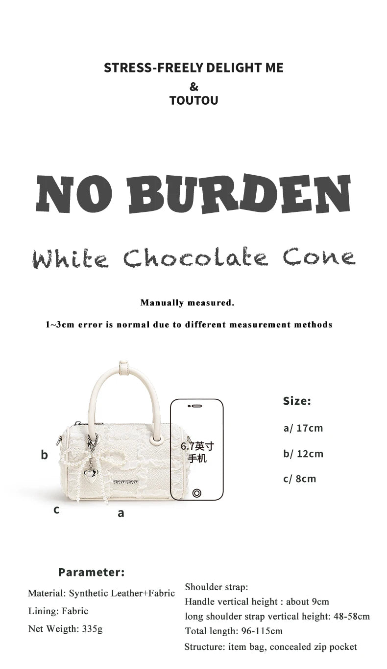 TOUTOU Women Boston Bowling Bag Charm Original Designer Brand White Handbag Adjustable Shoulder Strap Teacher Christmas Gift