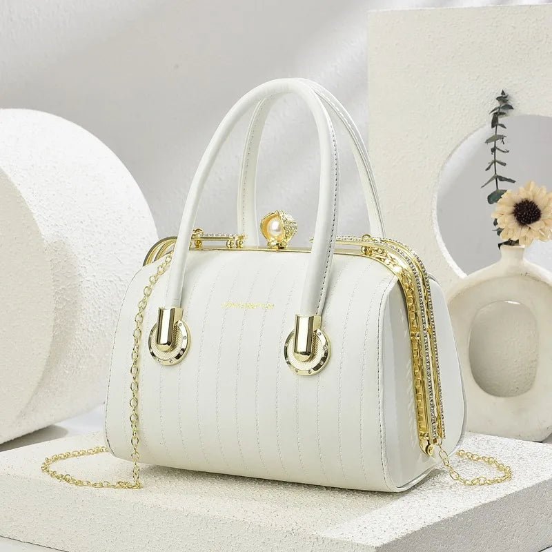 Retro Pu Leather Women's Handbag Fashion Girls Crossbody Shoulder Bag High-quality Exquisite Women's Boston Pillow Bag