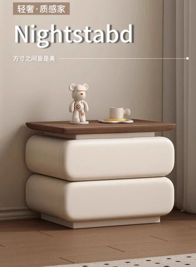 Cream Style Bedside Table Space Saving Nordic Trendy Unique Nightstands Storage Drawers Mesita De Noche Bedroom Furniture