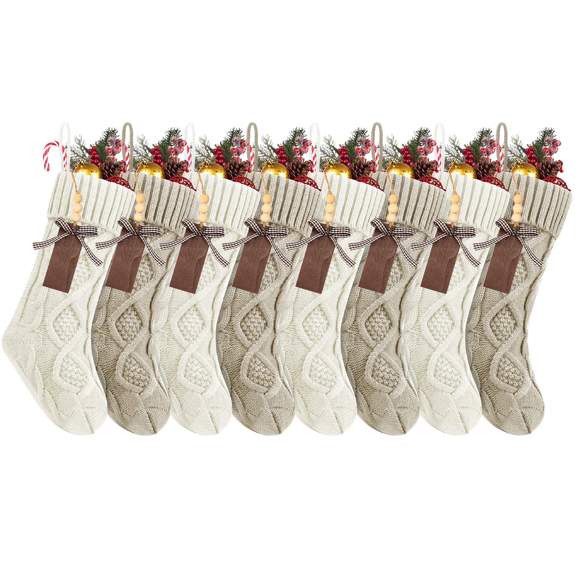 4/6/8PACK Christmas Stockings 18Inches Large Cable Knitted Stocking   Xmas Hanging Stocking Decorations with Name Tags