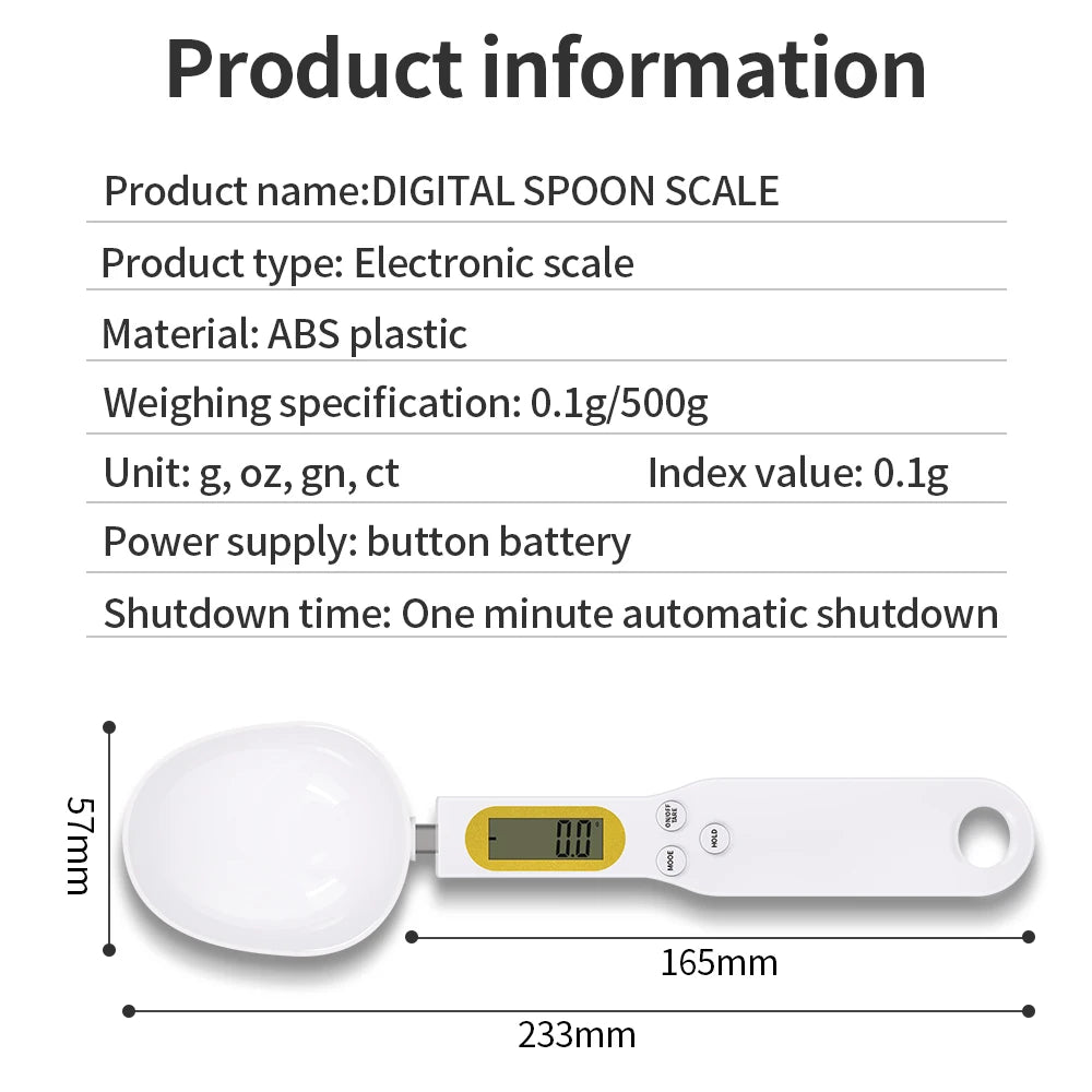 500g/0.1g Spoon Scale LCD Digital Kitchen Measuring Spoon Electronic Food Weight Scale Milk Coffee Cake Baking Accessories
