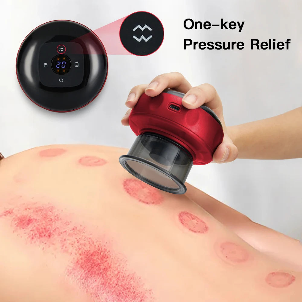 Rechargeable Electric Vacuum Cupping Set Wireless 6/12 Level Skin Scraping Massage Guasha Tool for Household Use