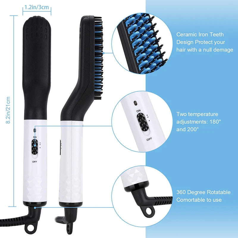 Men'S Electric Beard Straightener Portable And Fast Heating Men'S Electric Straight Hair Comb Salon Styling Tool