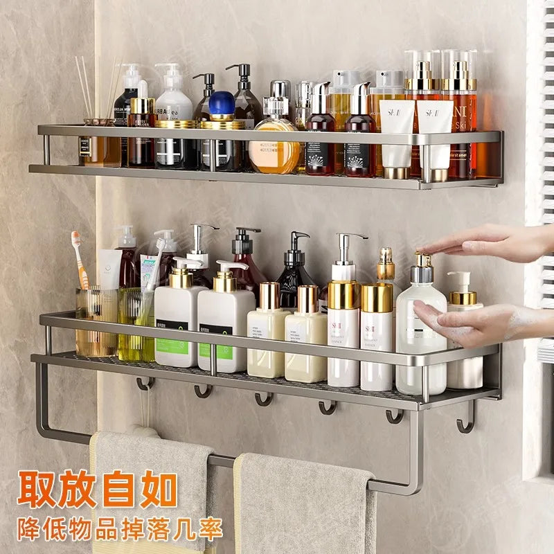 Wall-Mounted Storage Rack No-Drill Bathroom Vanity Shelf for Washroom Balcony Toilet - Organizer Shelf for Kitchen Bathroom