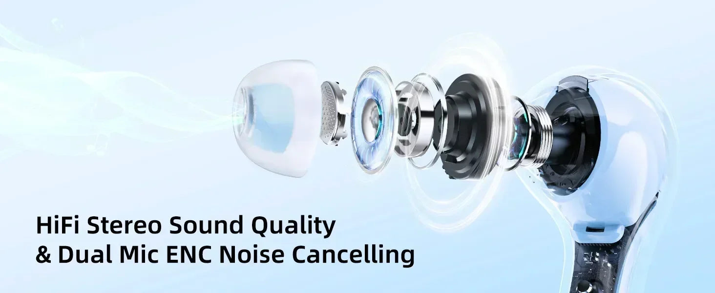 HK6TWS Bluetooth Wireless Earphones LED Power Display Stereo Sound Digital Audio No-Noise Technology for PHONE