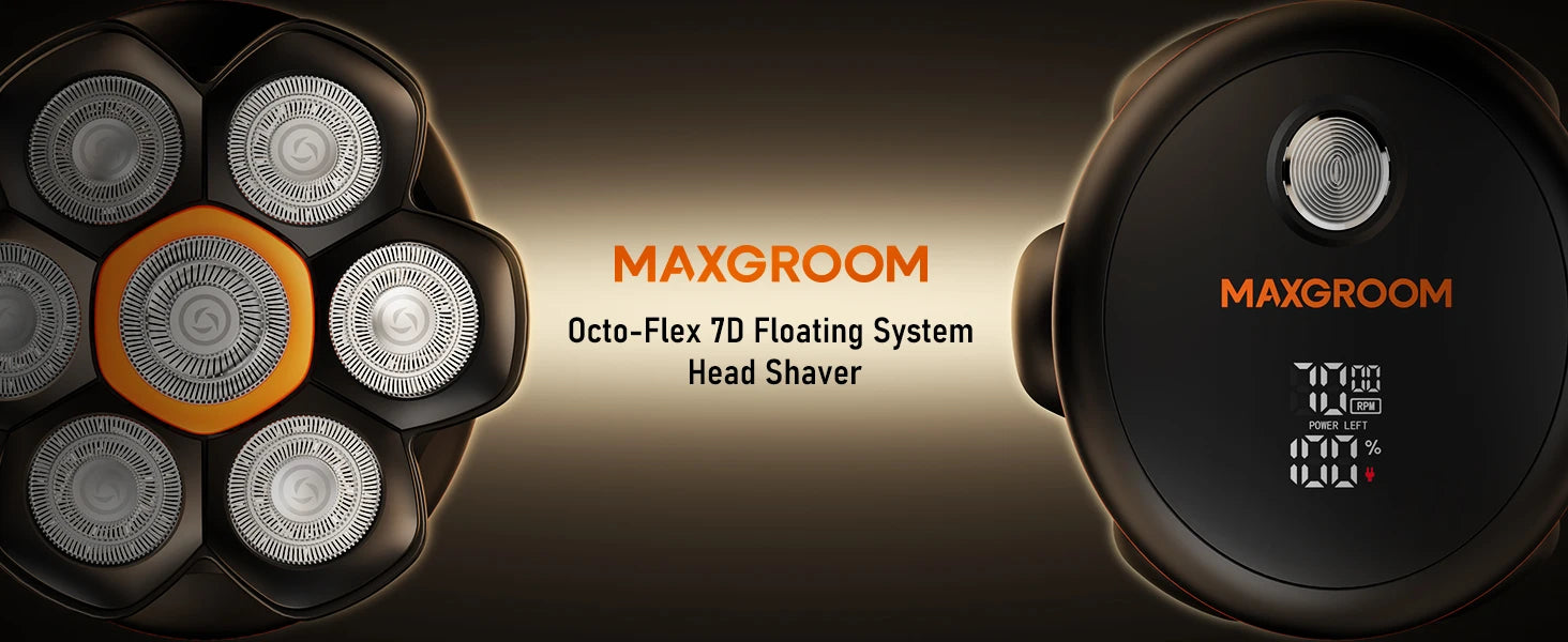 MAXGROOM 7D Head Shavers for Bald Men Wet/Dry Electric Shaver Hair Trimmer USB Rechargeable LED Display Waterproof Beard Trimmer