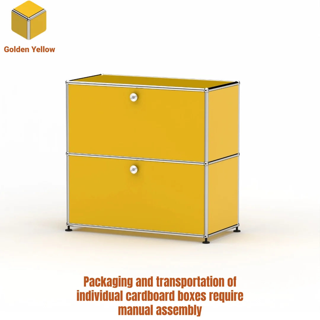 Modern Steel Flip Door Cabinet｜2-Tier Modular Storage Unit｜Custom Color Metal Organizer for Entryway, Living Room or Office