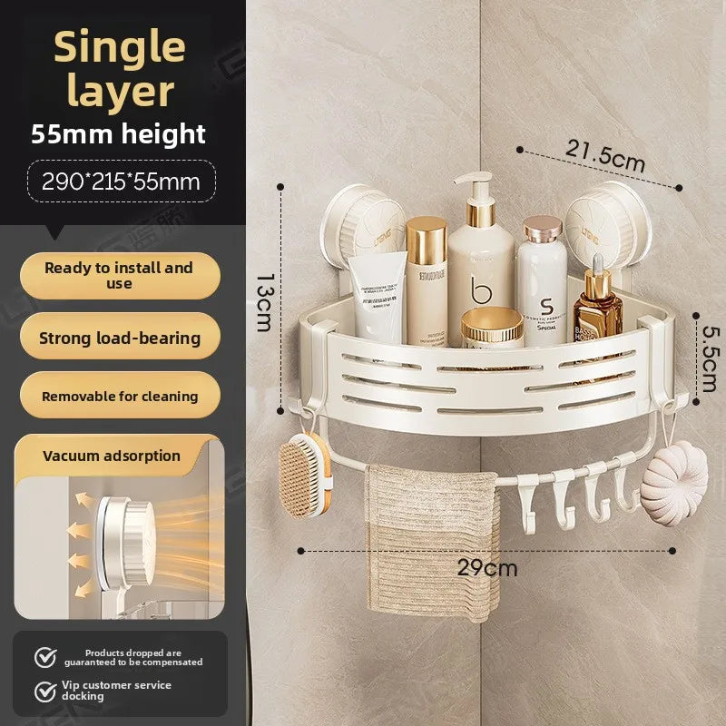 Bathroom suction cup triangular basket storage rack, bathroom washbasin corner, no need to drill holes, wall-mounted toilet