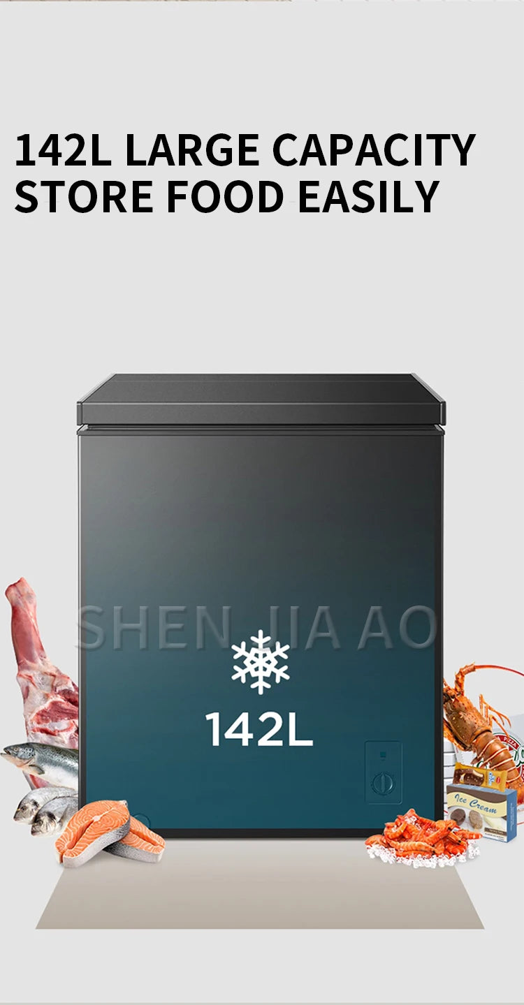 142L Household Freezer 6.8℉to -4℉with Removable Basket Free Standing Top Open Door Compact Freezer 450W Refrigerator For Home