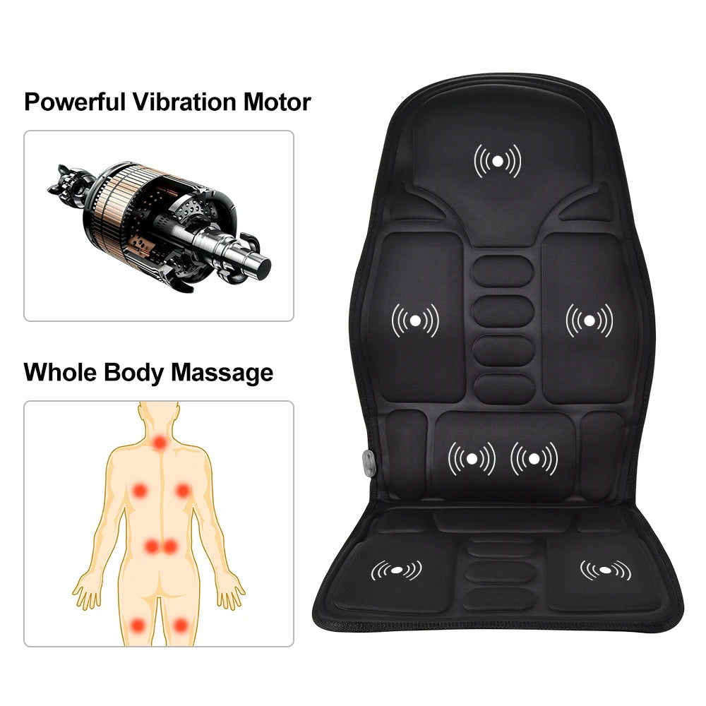 Electric Back Heating Pad Motor Vibration Massager for Back Neck Chair Seat For Car Home Office Use Portable Mat Body Relaxation