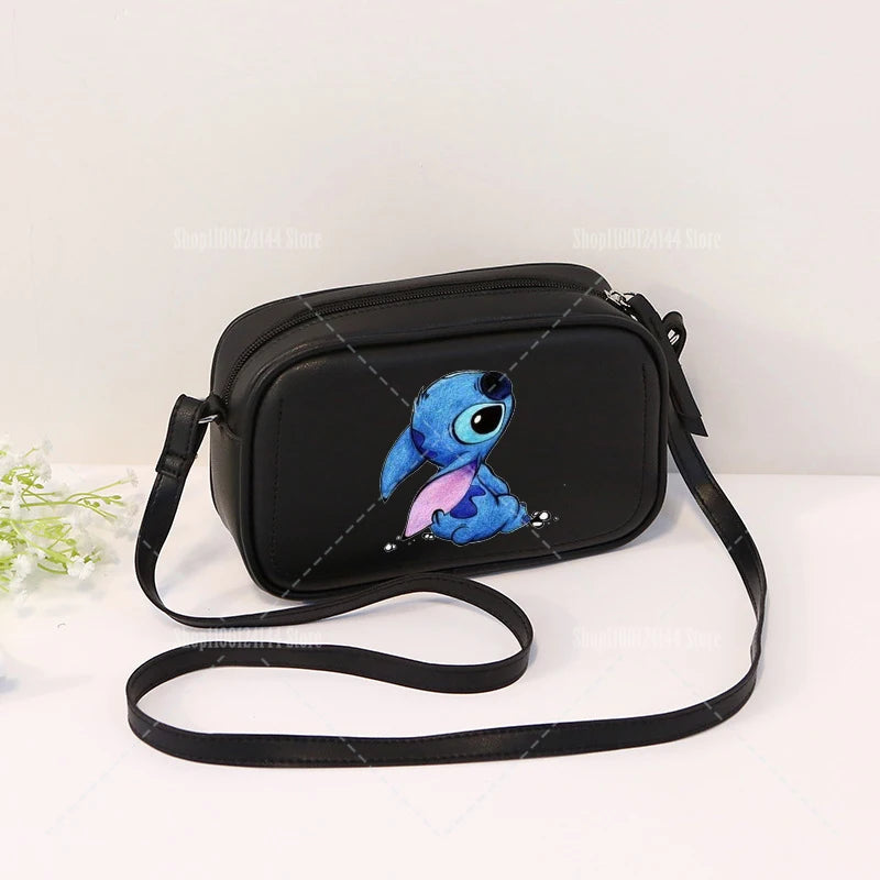 Lilo & Stitch Women Crossbody Zipper Mobile Phone Shoulder Bag Female Handbag Cartoon Multifunction Small Bag Lady Purse Gift