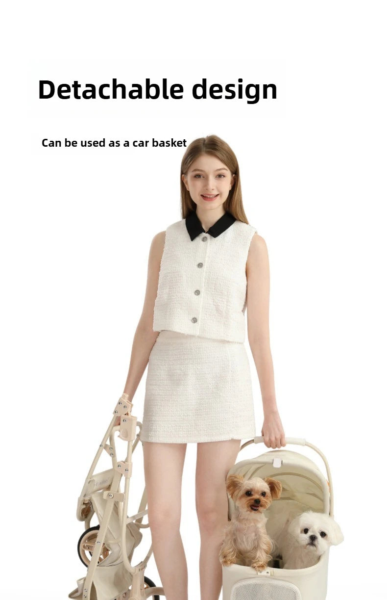 High-value Pet Stroller Lightweight and foldable Detachable Pet Stroller Car Pet Basket Outdoor Cat and Dog Travel Stroller
