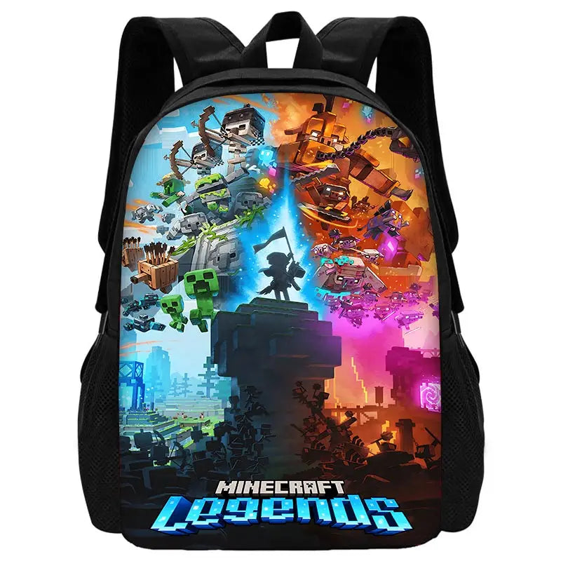 Child School Backpack Game Mine World M-MINE-CRAFTES with Lunch Bags ,Pencil Bags ,School Bags for Boys Girls Best Gift