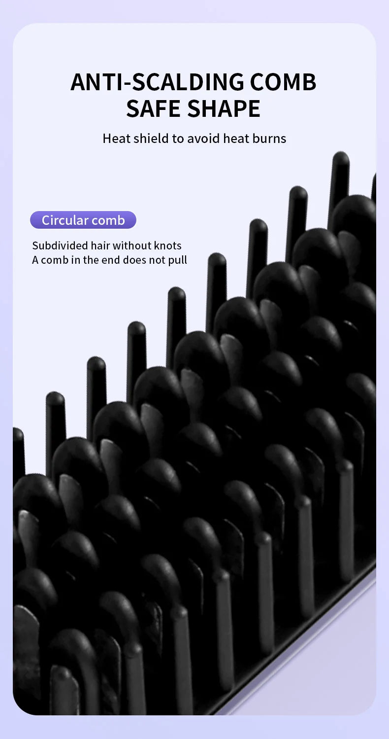 Electric Heating Straight Hair Comb LCD Screen USB Wireless Portable Negative Ion Styling Tool Rechargeable Straightening Brush