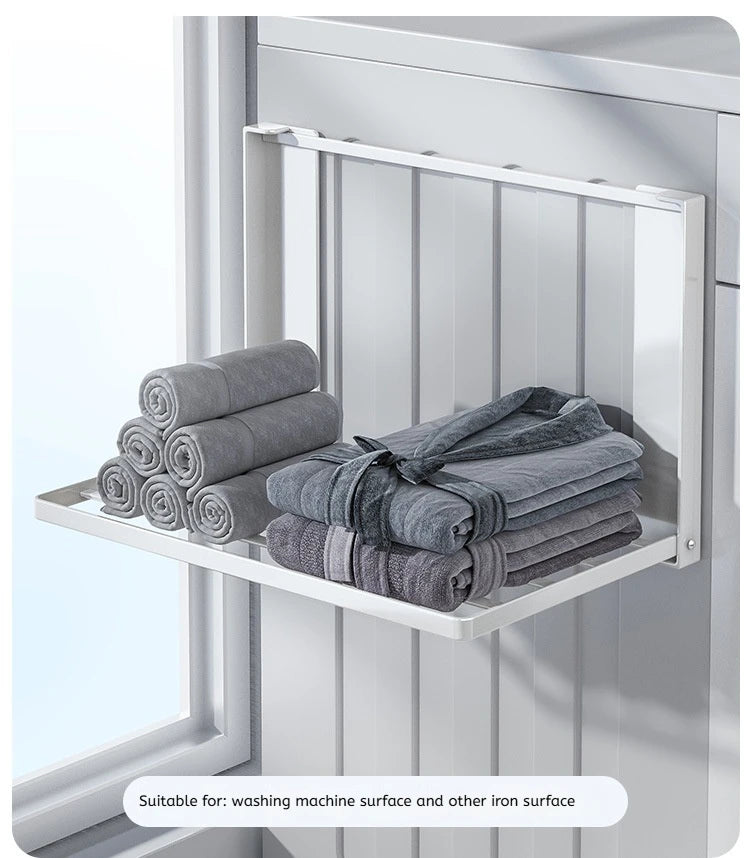 Magnetic Metal Washing Machine Side Shelf Space-saving Folding Clothes Rack No Punching Temporary Rack Simple Bathroom Shelf