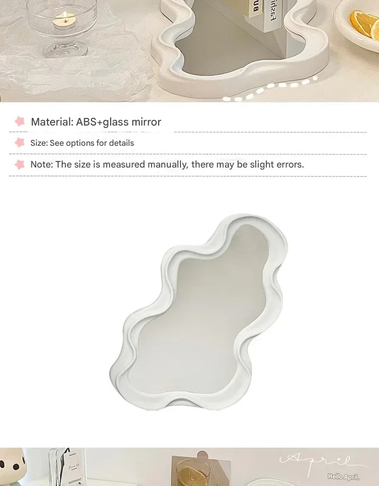 Wavy Wall Mirror Items Girls Small Floor Funky Cloud White Cute Mirror Men Nordic Korean Plastic Espelhos Home Decorations Cheap