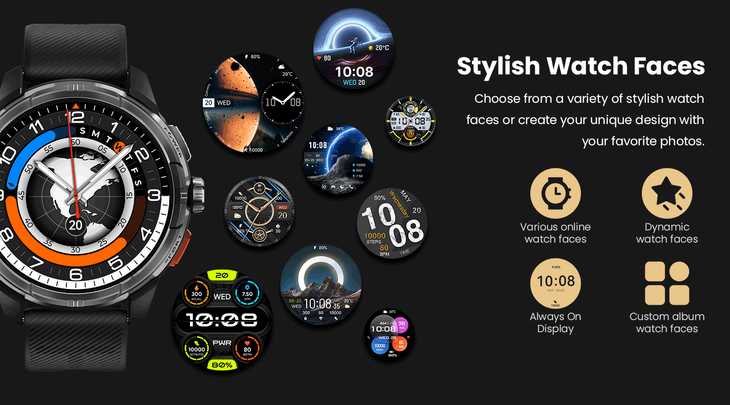 HAYLOU Solar Ultra GPS Smartwatch 1.6” AMOLED Display 5ATM Waterproof Built-in GPS Bluetooth Phone Calls Sports Smart Watch