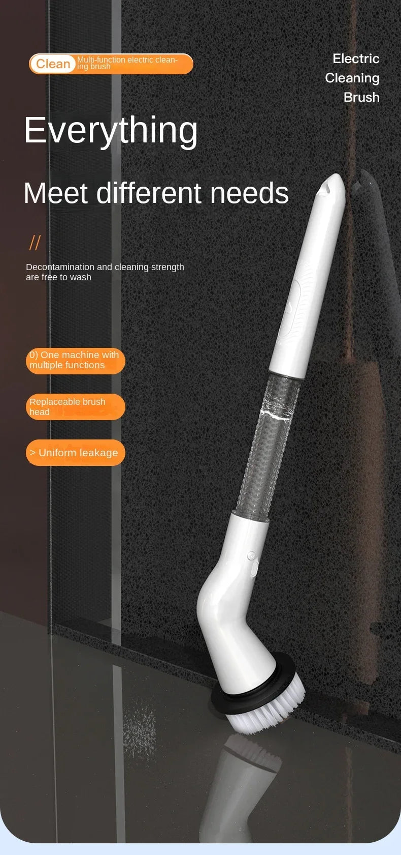 New Style Electric Cleaning Brush 5 in 1 Electric Multi-functional Home USB Automatic Cleaning Brush for Kitchen & Bathroom