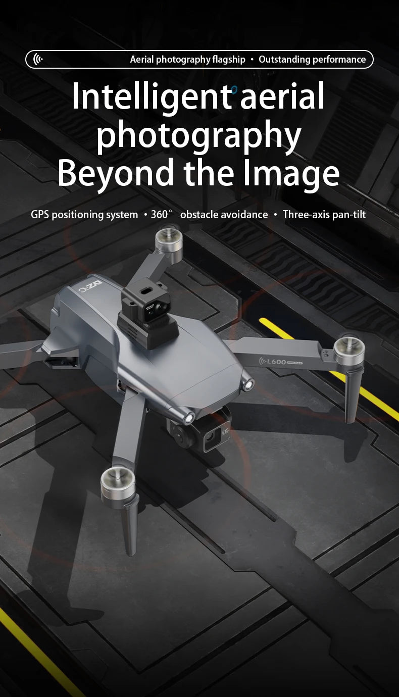 HOT-Professional 8K HD Dual Camera New L600-2 MAX GPS Drone 5KM 3-Axis Gimbal 360 Obstacle Avoidance Brushless Quadcopter Toy