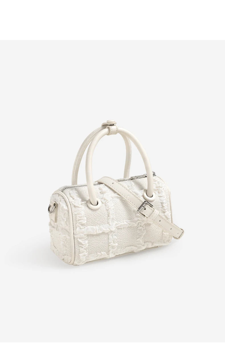 TOUTOU Women Boston Bowling Bag Charm Original Designer Brand White Handbag Adjustable Shoulder Strap Teacher Christmas Gift