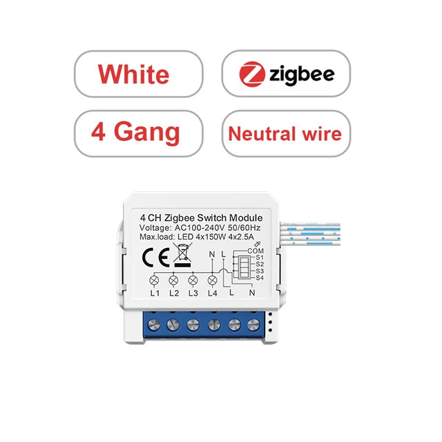 AVATTO Tuya WiFi Zigbee Smart Light Switch Module，Neutral Wire/No Neutral Wire Control DIY Breaker Work For Alexa, Google Home