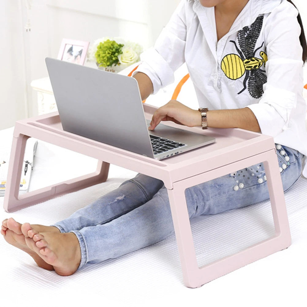 Laptop Stand Bed Folding Bedside Table Desk Foldable Computer Breakfast Beige Student Study  Work Laptop for Breakfast Desk