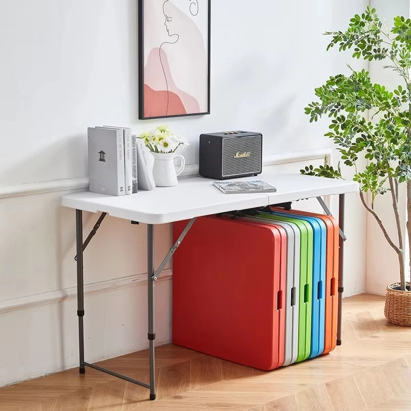 New Outdoor Folding Table Height Adjustable Portable Camping Desk Garden Waterproof High-quality Dining Long Table White Chair