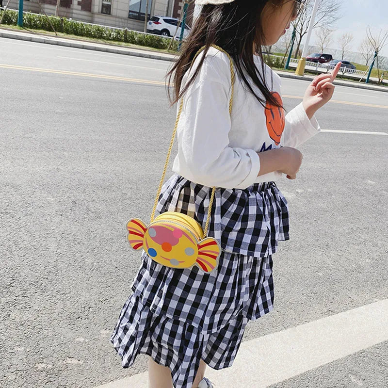 Cute Candy Children Messenger Bag Princess Girl Mini Handbags Pu Leather Coin Purse  Chain Purses Kids Crossbody Shoulder Bags