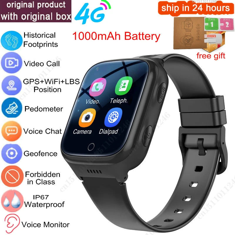 KGG 4G Smart Watch Kids GPS WiFi 1000mAh Video Call Tracker Location SOS Call Back Monitor Phone Watch Smartwatch Children Gifts