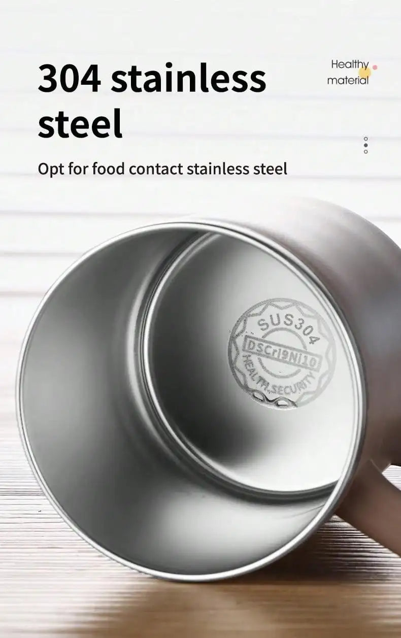 450ML Thermos Mug 304 Stainless Steel Double Wall Insulated Milk Coffee Cup With Handle & Lid Leak-proof Drinking Cup Drinkware