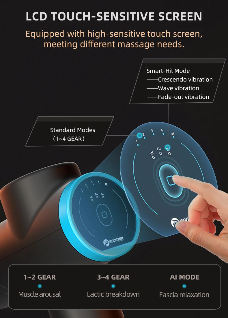 BOOSTER M2-12V LCD Display Massage Gun Professional Deep Muscle Massager Body Relaxation Fascial Gun Fitness
