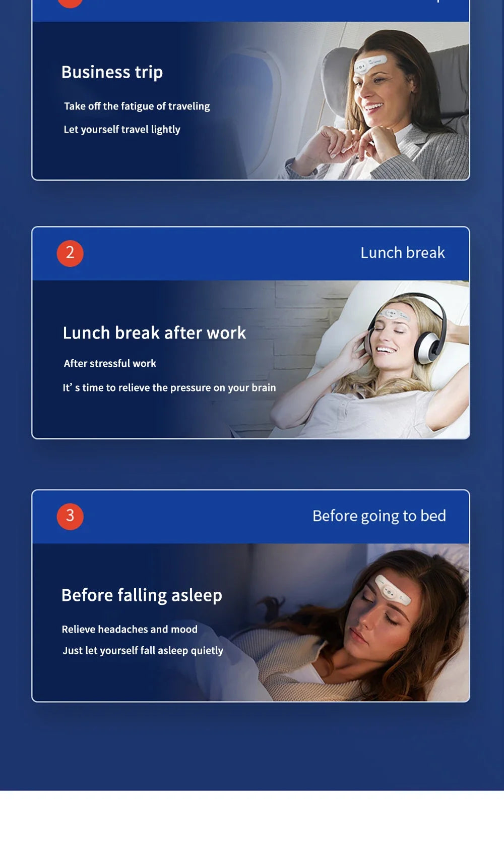 TENS Sleeping Aid Electric Massager Relieve Headache and Migraine Help Sleep Night Anxiety Therapy Relaxed Pressure Relief Tools