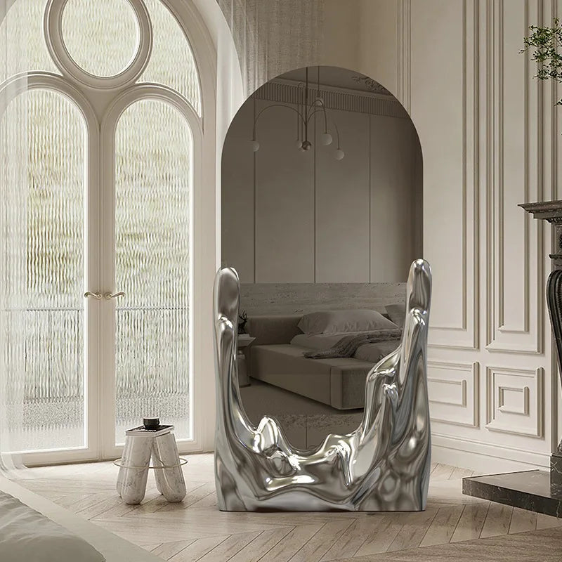 Wall hanging water ripple household villa model room floor mirror full-length mirror visual decoration