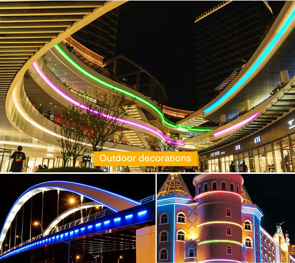 Neon Light Strip LED Flexible Silicone Set 2835 5M 600 Lights Embedded Linear Flexible Light Strip for Ndoors Outdoors Bedroom
